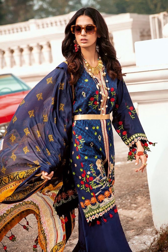 Gul ahmad lawn suit with tissue silk dupatta