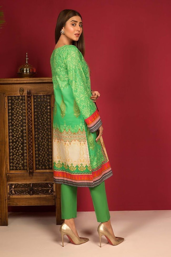 Warda Parrot color lawn shirt