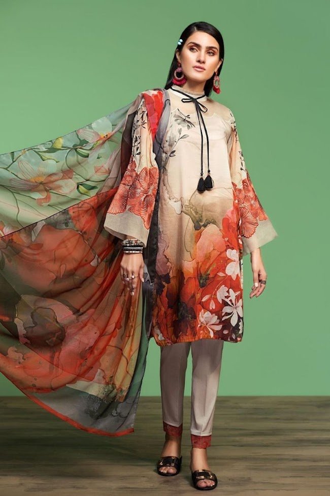 Nishatlinen Embroidered Beige Lawn Suit