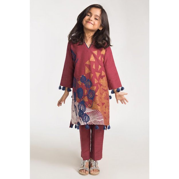 kids winter collection maroon dress