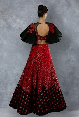 Manish malhotra lehengas black and red squin back side