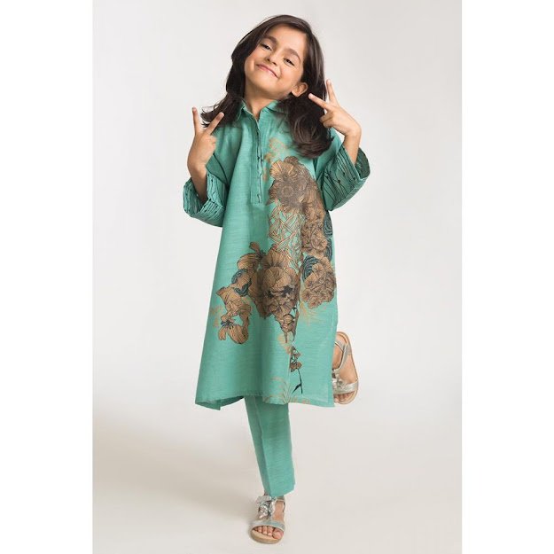 Kids Winter Collection Sea Green dress