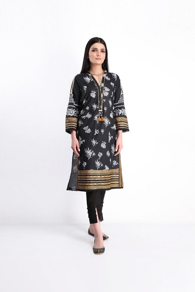 khaadi black printed lawn shirt shalwar