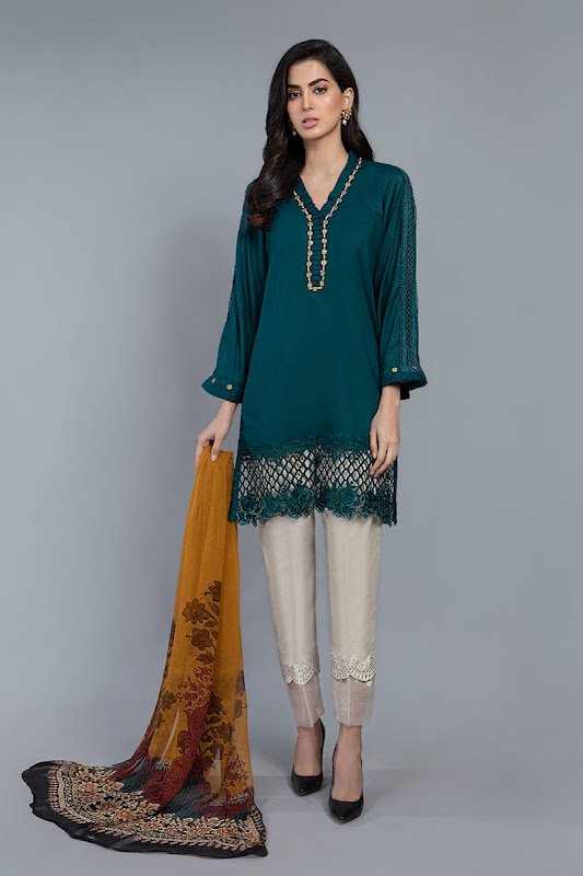 Maria B lawn suit teal blue color