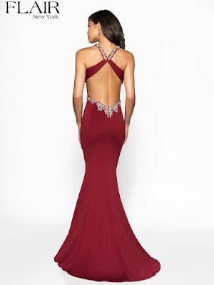 Cut-out jersy Flair prom Dress red Color