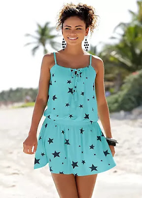 Navy Blur Star Printed Beach time dress