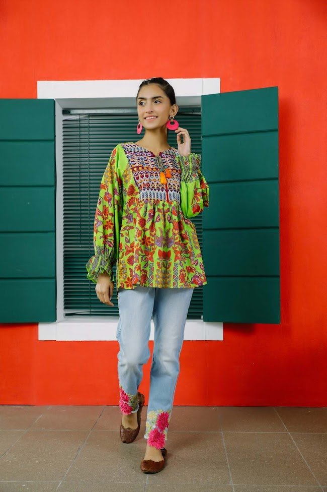 Ethnic Kurti Green Colour Collection