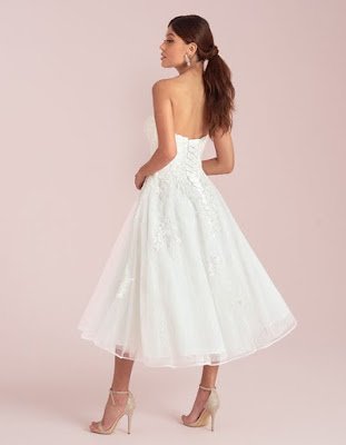 avril a glamorous short aline ivory color wedding dress back side