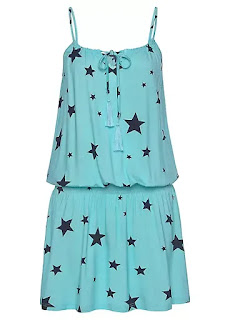 Navy Blur Star Printed Beach time dress design