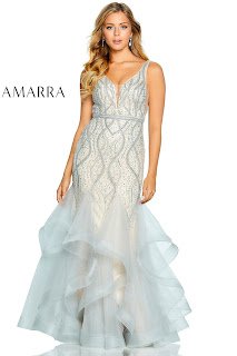Fit Flare Prom Dress Amarra White Nude Color