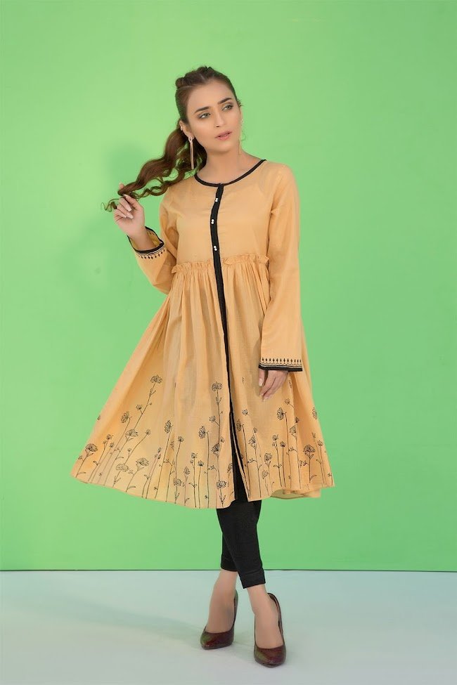 Warda Lawn shirt Yellow Block printed