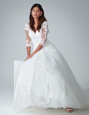 kitty- a floral lace a-line ivory color wedding dress