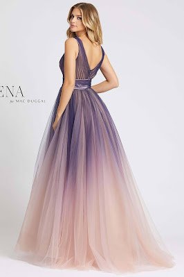 A-line Evening Dress Mac Guggal prom Dress Indigo Ombre Color Back side