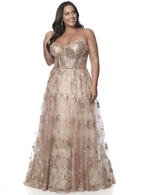 Sweetheart Blush Plus Size Prom Champagne/Rose Gold Color dress