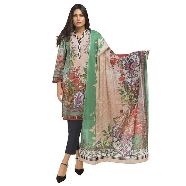 Gul Ahmed light green color suits ready to wear digital collection