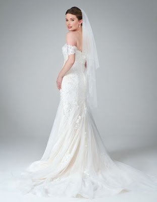 winona- a soft blush ivory color wedding dress back side