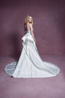 Marchesa Strapless Satin Fit and Flare Bridal Dress Detachable Train front design