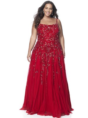 Scope Neckline A-line intrigue by plus blush size prom dress Red Color