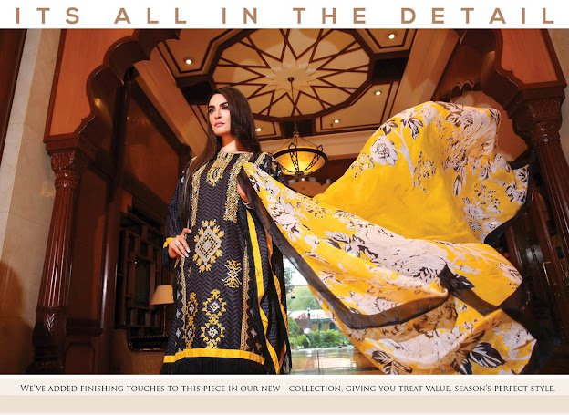 Nadia Hussain New Eid Black & Yellow