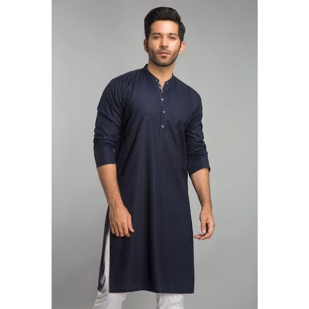 Gul Ahmed navy bsic Men's fashion kurta