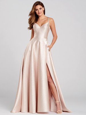 Ellie Wilde A-line Rose Quratz color Prom dress