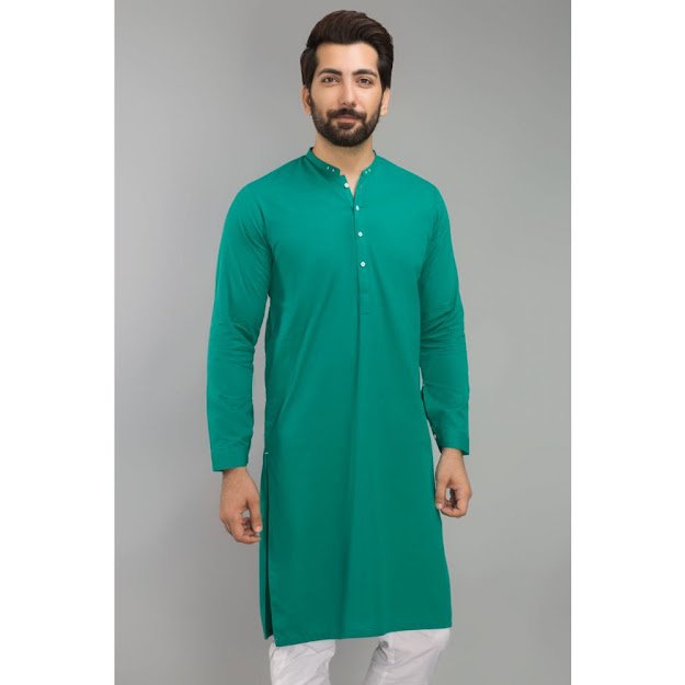 Gul Ahmed Men's Eid collection Green color kurta