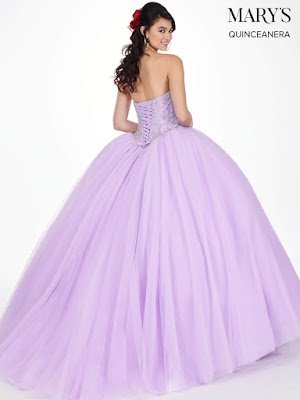 Mary's Quinceanera Ball Gown Design Lilac Color Dress back side