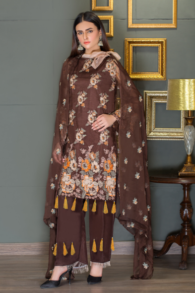 Brown color crinkle 2 pc sale collection Taana Baana