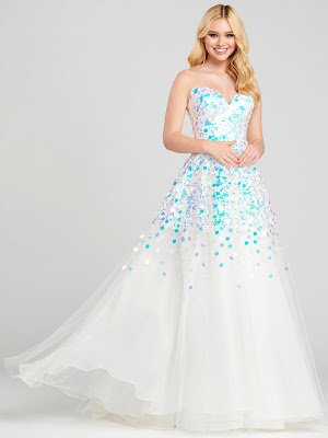 Ellie Wilde Ball gown ivory color Prom dress