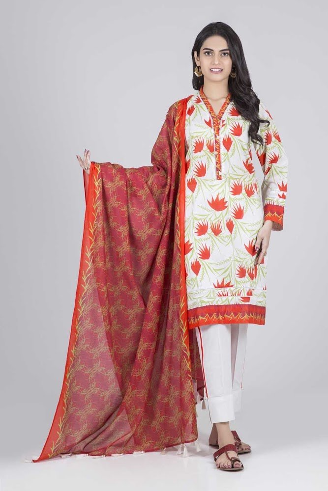 Bonanza Satrangi Red Lawn suit