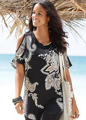 Muticolor Viscose Beach time long top