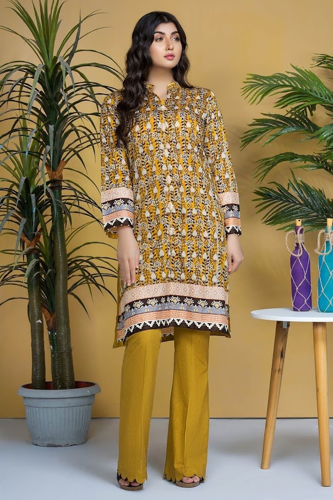 Warda lawn shirt yellow color