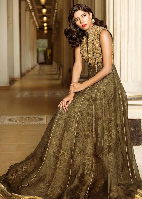 HSY Army green formal bridal dress