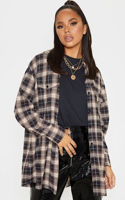 Chocolate Checked oversized Shirt