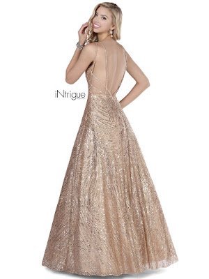 A-line open back intrigue by blush prom dress Rose Gold Color Back side