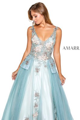 Embroidered Prom Dress Amarra sage Color