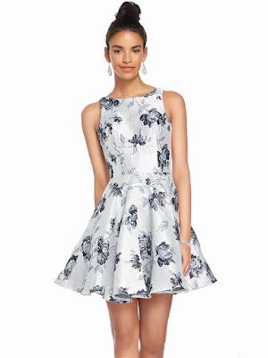 Bateau neckline Alyce Party Short Dress Silver-Navy Color