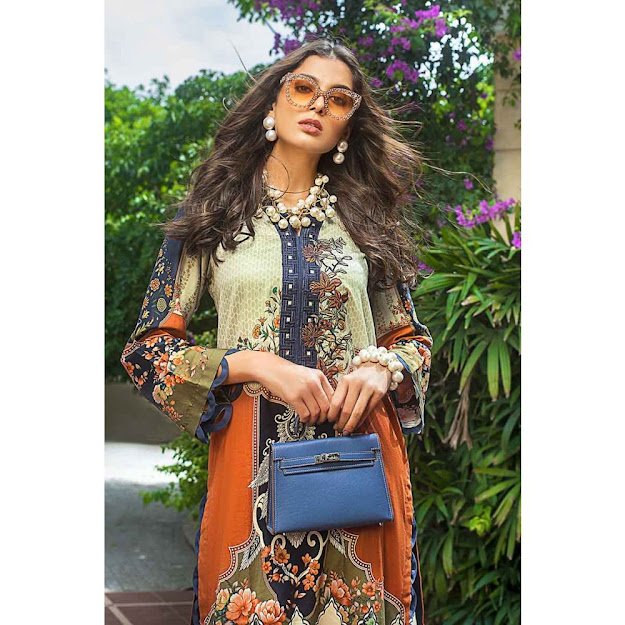 Gul Ahmed Rust color suit shaleen luxury collection