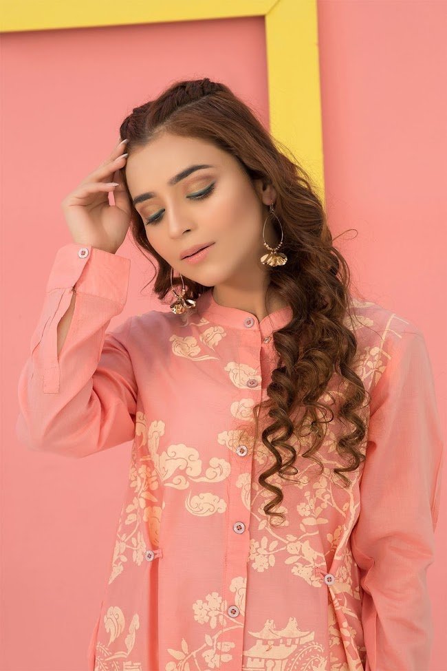 Warda lawn shirt Peach color