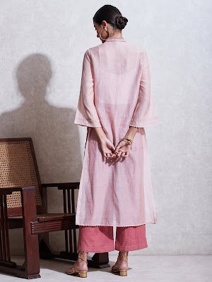 Ritu Kumar Blush Embroidered Chander Kurta with Trouser back side