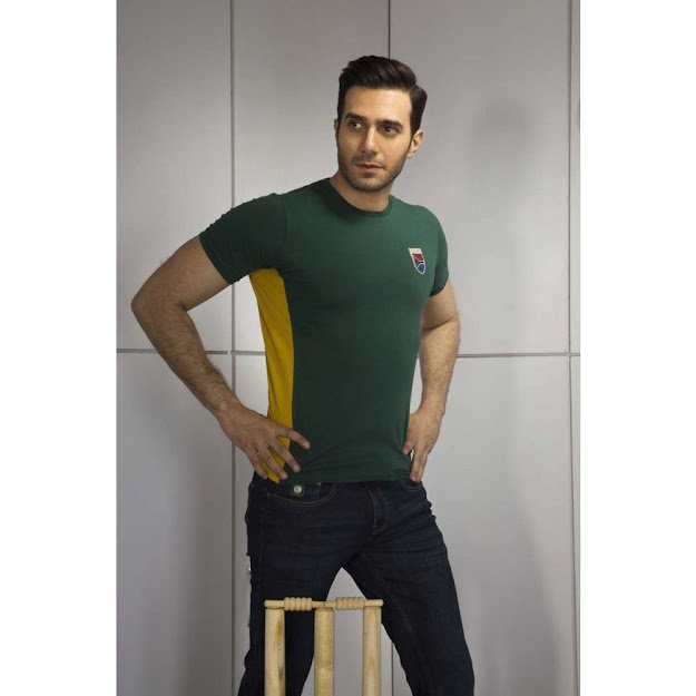 Gul Ahmed Green ubran ghrapic T-shirt for cricket collectio
