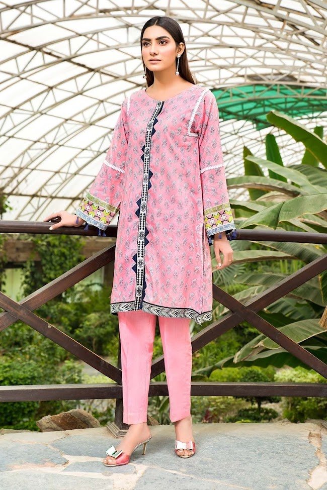 Warda lawn embroidered shirt pink color