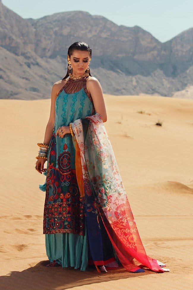 Ethnic Light Green Suit Embroidered Lawn