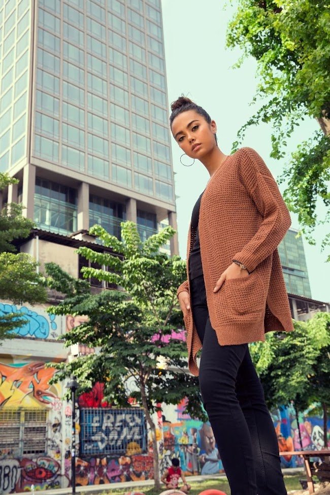 ideas women's winter dark honey colour sweaters with pocket