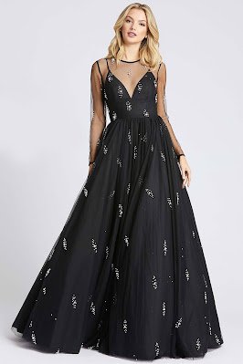 iiiusion long sleeves ieena for Mac Duggal Evening dress Black color