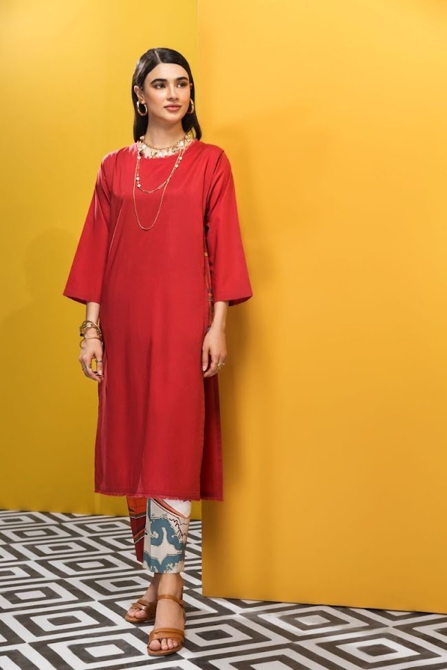 Nishatlinen Red Lawn Shirt