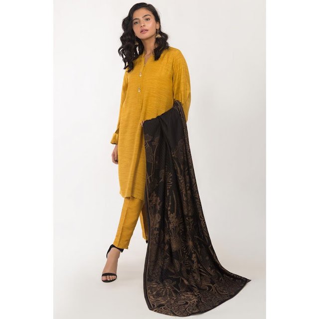 Ready to Wear yellow color viscose suit winter collection