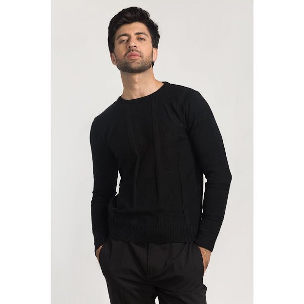 Men's winter wear black sweater