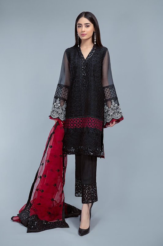 Maria B organza black color suit