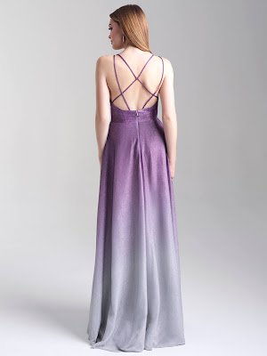 Strappy Back Madison James Prom Dresses Lavender color Back side